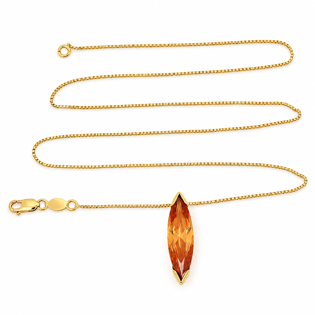 Collana con ciondolo - 18 carati Oro giallo - 7.00ct. tw. Quarzo - Made in Italy - Handmade