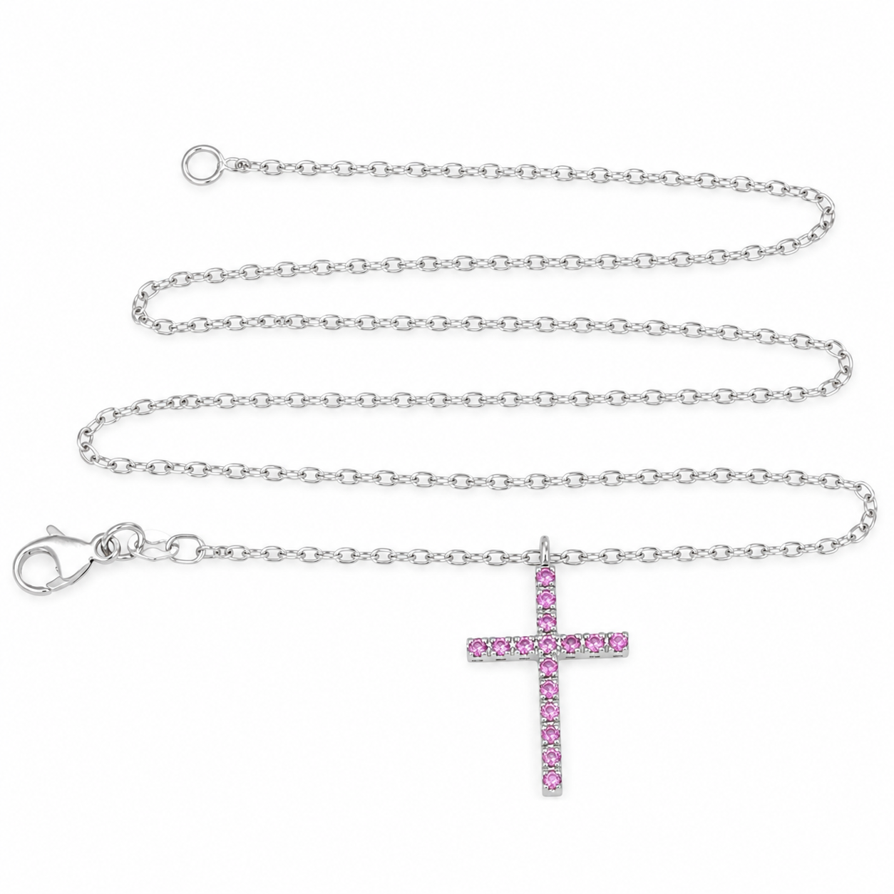Collana con ciondolo - 18 carati Oro bianco - 0.32ct. tw. Rubino - Made in Italy - Handmade