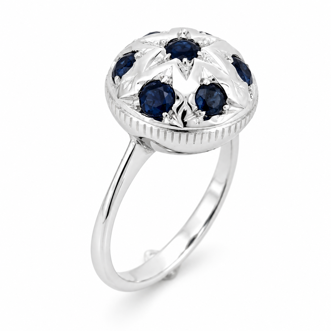Anello - 18 carati Oro bianco - 0.70ct. tw. Zaffiro - Made in Italy - Handmade