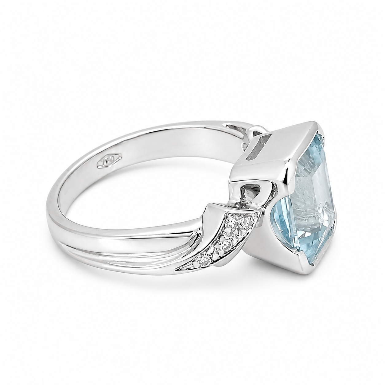 Anello - 18 carati Oro bianco - 3.66ct. tw. Acquamarina - Diamante - Made in italy -Handmade