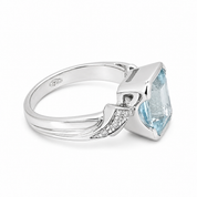 Anello - 18 carati Oro bianco - 3.66ct. tw. Acquamarina - Diamante - Made in italy -Handmade