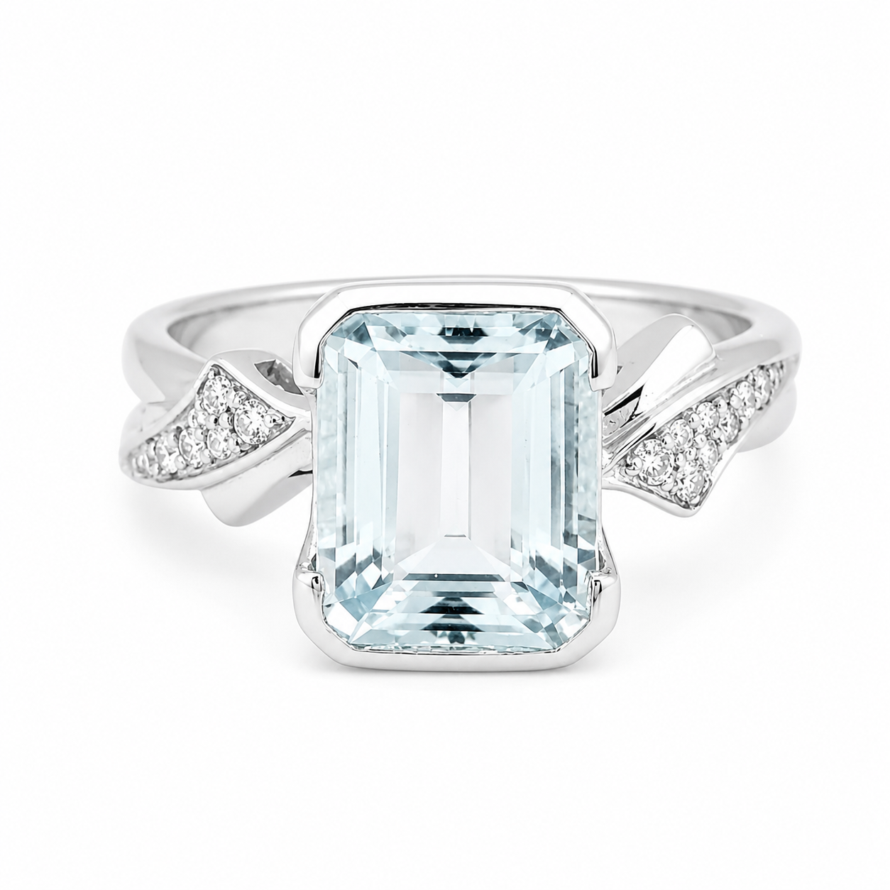 Anello - 18 carati Oro bianco - 3.66ct. tw. Acquamarina - Diamante - Made in italy -Handmade