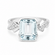 Anello - 18 carati Oro bianco - 3.66ct. tw. Acquamarina - Diamante - Made in italy -Handmade