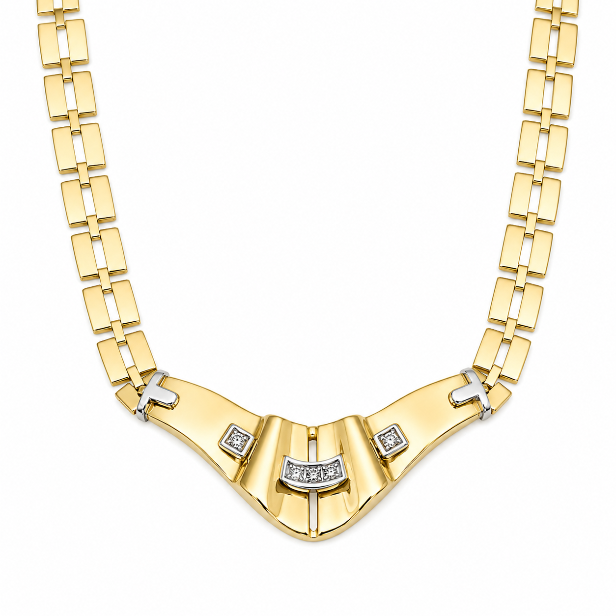 Collana - 18 carati Oro bianco, Oro giallo - 0.05ct. tw. Diamante (Naturale) - Made in Italy