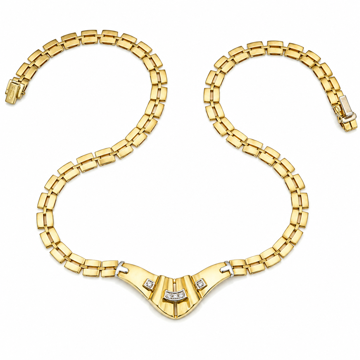 Collana - 18 carati Oro bianco, Oro giallo - 0.05ct. tw. Diamante (Naturale) - Made in Italy