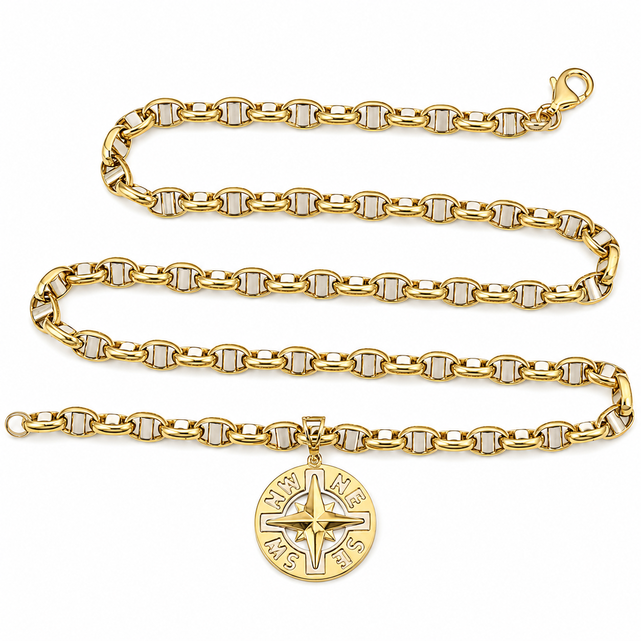 Collana con ciondolo - 18 carati Oro giallo, Oro bianco - Made in Italy - Handmade