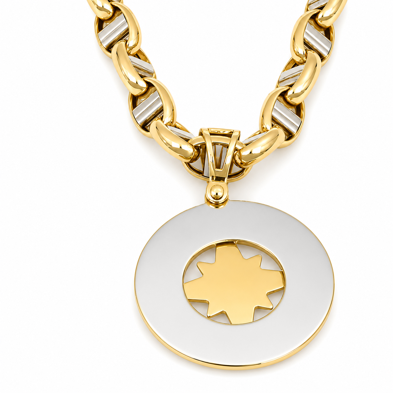 Collana con ciondolo - 18 carati Oro giallo, Oro bianco - Made in Italy - Handmade