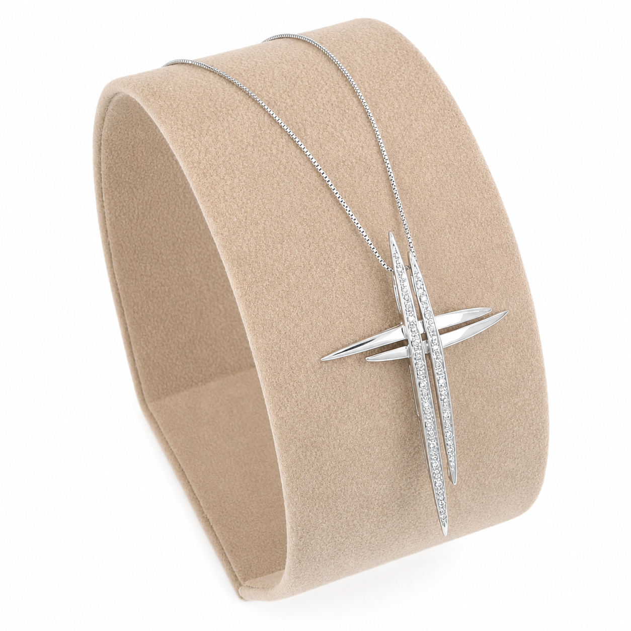 Collana con ciondolo - 18 carati Oro bianco - 0.24ct. tw. Diamante (Naturale) - Made in Italy - Handmade