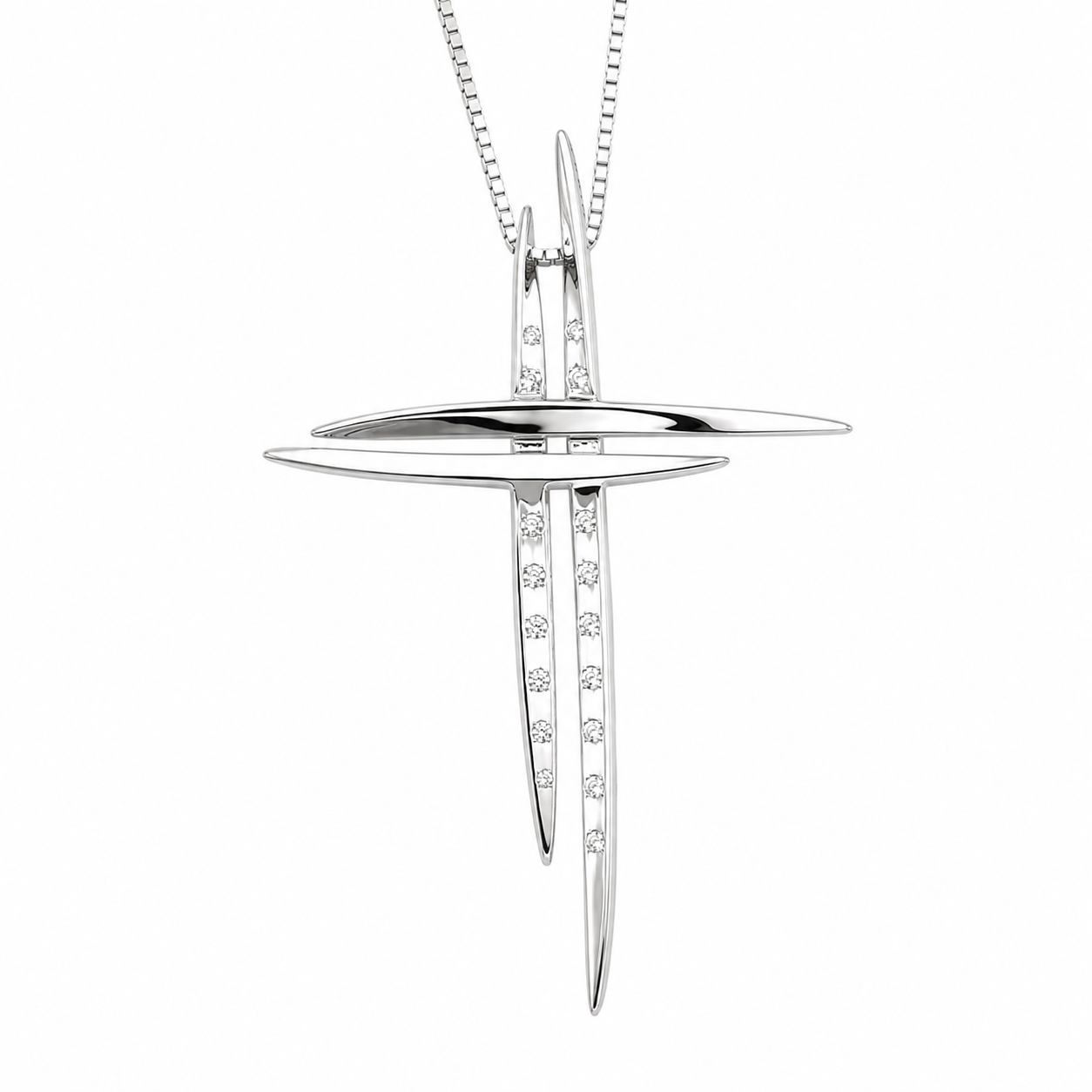 Collana con ciondolo - 18 carati Oro bianco - 0.24ct. tw. Diamante (Naturale) - Made in Italy - Handmade