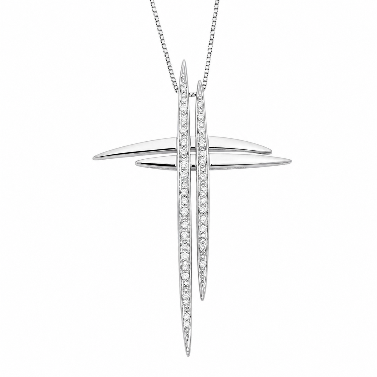 Collana con ciondolo - 18 carati Oro bianco - 0.24ct. tw. Diamante (Naturale) - Made in Italy - Handmade