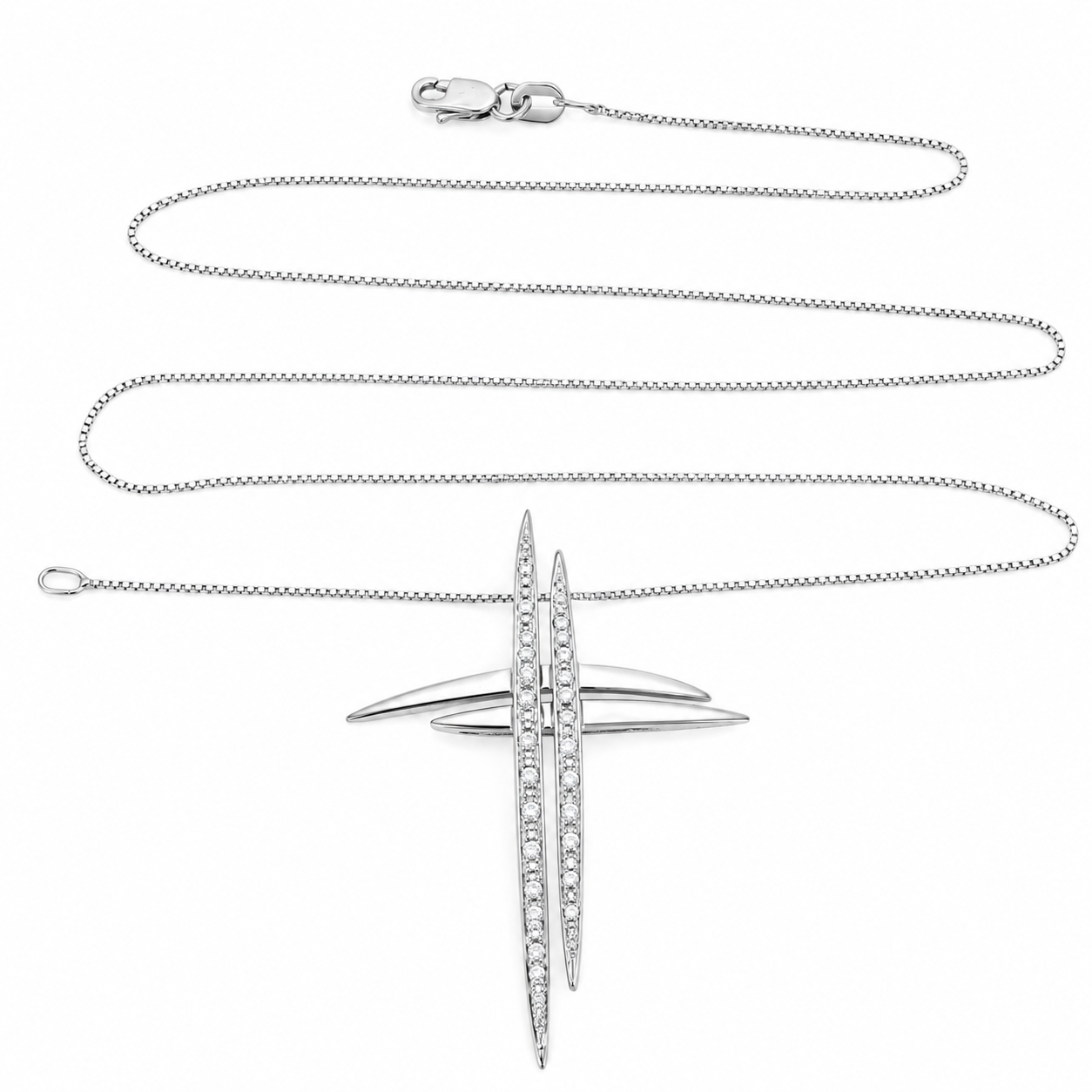 Collana con ciondolo - 18 carati Oro bianco - 0.24ct. tw. Diamante (Naturale) - Made in Italy - Handmade