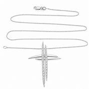 Collana con ciondolo - 18 carati Oro bianco - 0.24ct. tw. Diamante (Naturale) - Made in Italy - Handmade