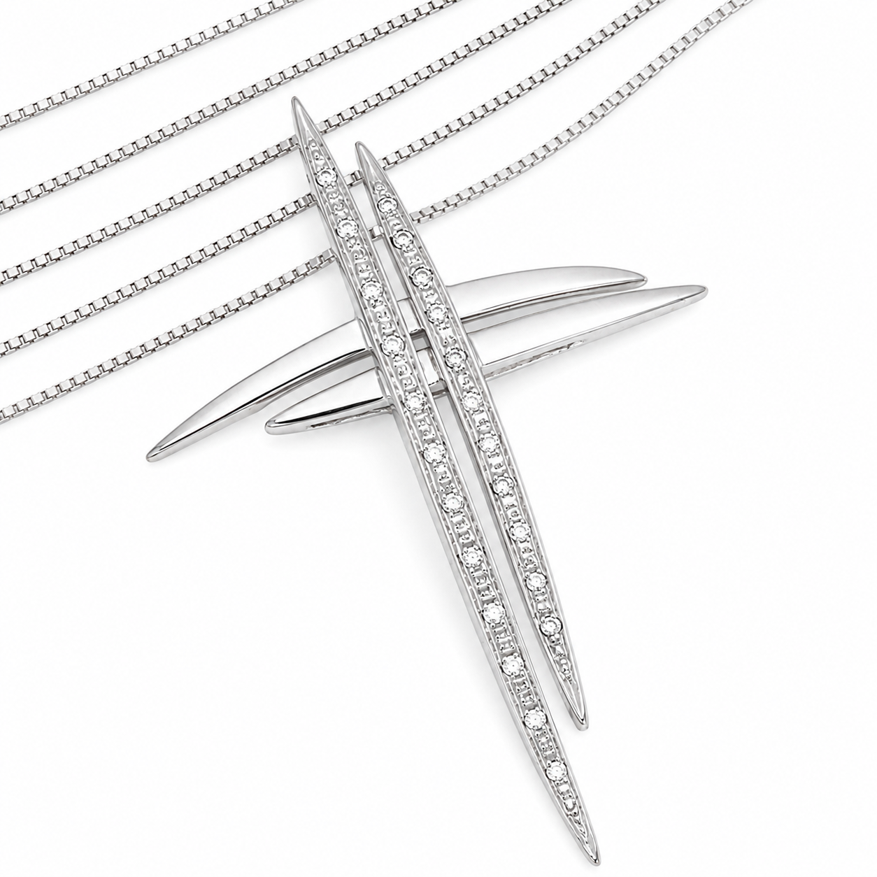 Collana con ciondolo - 18 carati Oro bianco - 0.24ct. tw. Diamante (Naturale) - Made in Italy - Handmade