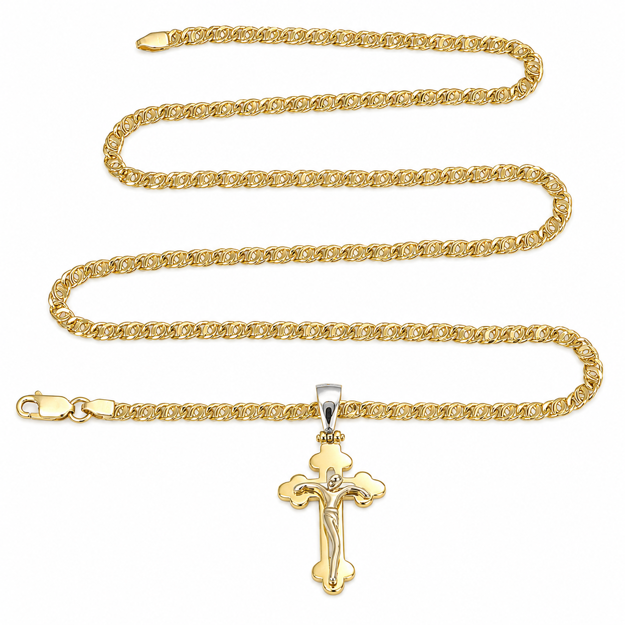 Collana con ciondolo - 18 carati Oro giallo, Oro bianco - Made in Italy - Handmade