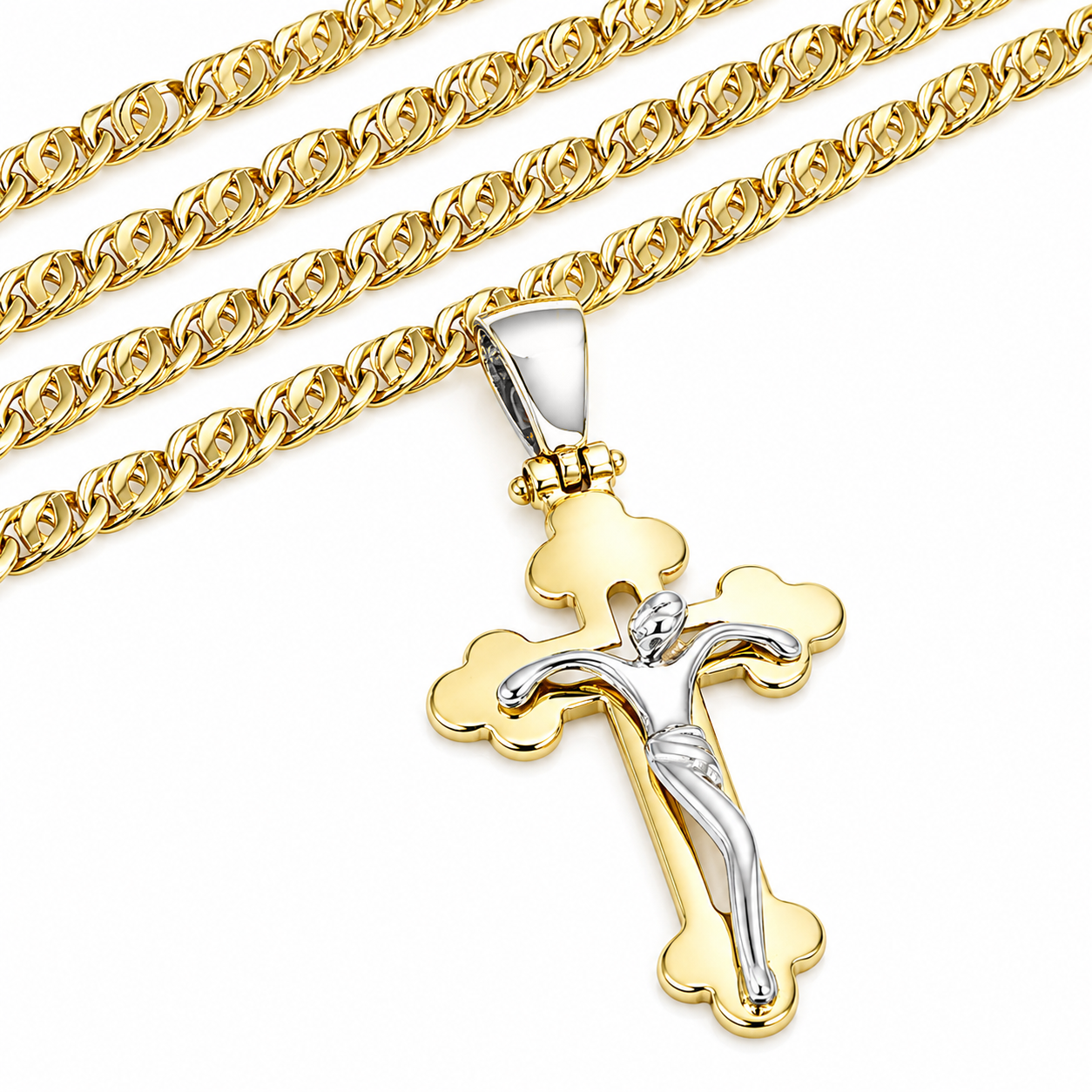 Collana con ciondolo - 18 carati Oro giallo, Oro bianco - Made in Italy - Handmade