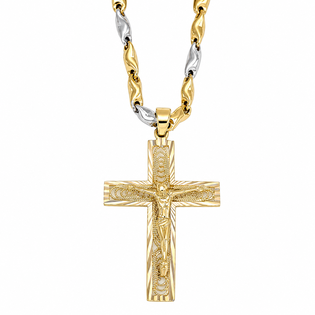 Collana con ciondolo - 18 carati Oro giallo, Oro bianco - Made in Italy - Handmade