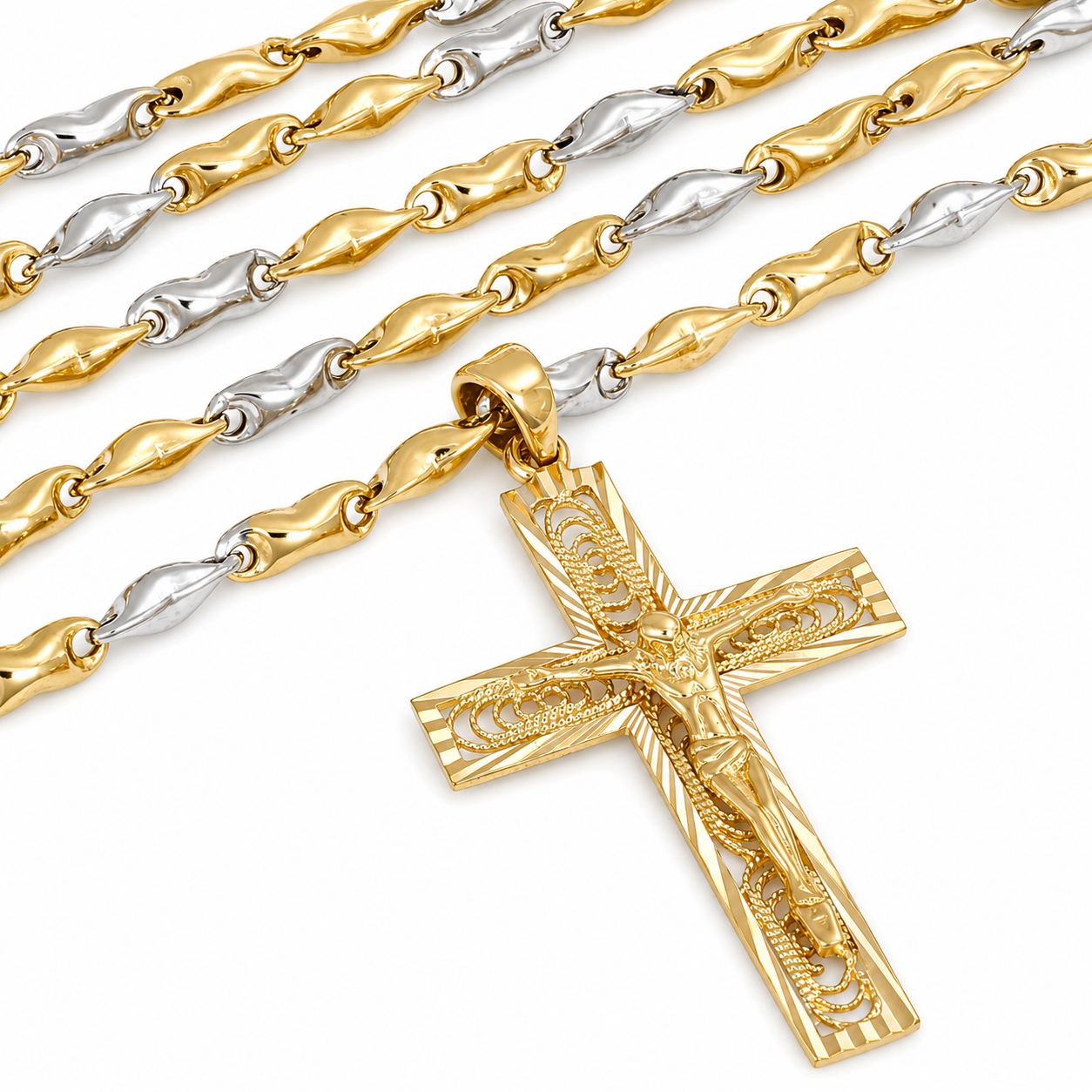 Collana con ciondolo - 18 carati Oro giallo, Oro bianco - Made in Italy - Handmade