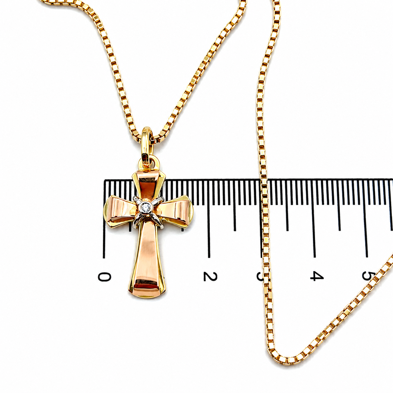 Collana con ciondolo - 18 carati Oro bianco, Oro giallo, Oro rosa - 0.02ct. tw. Diamante (Naturale) - Made in Italy - Handmade
