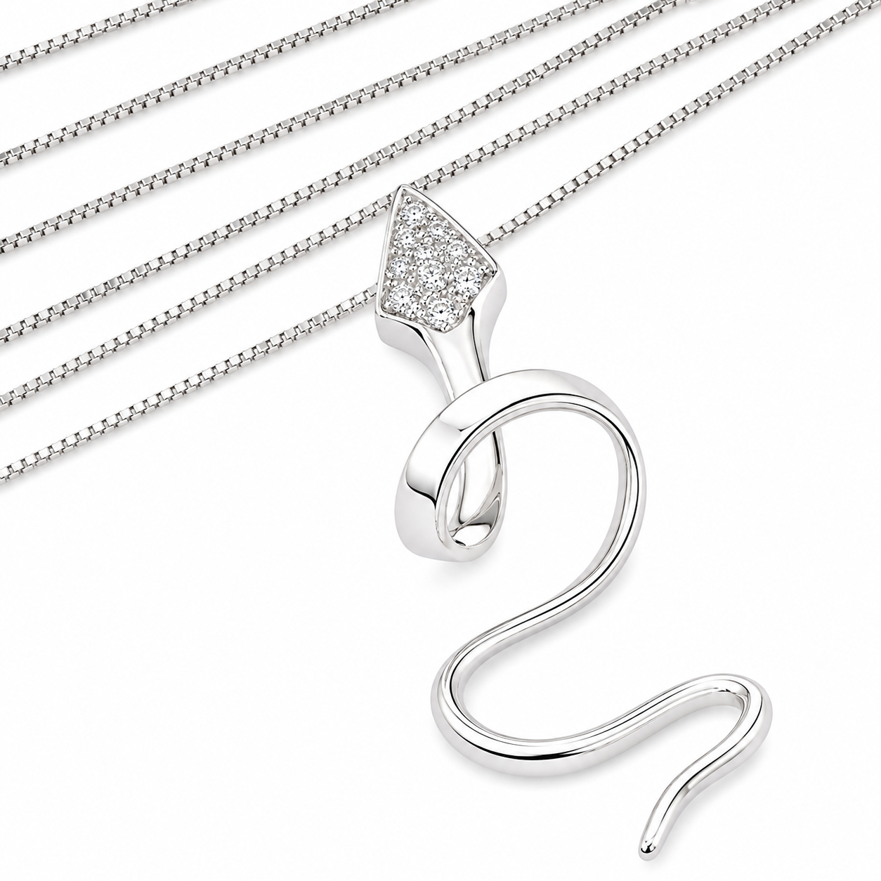 Collana con ciondolo - 18 carati Oro bianco - 0.13ct. tw. Diamante (Naturale) - Made in Italy - Handmade