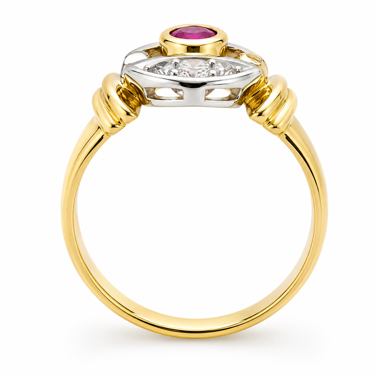 Anello - 18 carati Oro giallo, Oro bianco - 0.34ct. tw. Rubino - Diamante - Made in Italy - Handmade