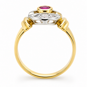 Anello - 18 carati Oro giallo, Oro bianco - 0.34ct. tw. Rubino - Diamante - Made in Italy - Handmade
