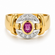 Anello - 18 carati Oro giallo, Oro bianco - 0.34ct. tw. Rubino - Diamante - Made in Italy - Handmade
