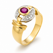 Anello - 18 carati Oro giallo, Oro bianco - 0.34ct. tw. Rubino - Diamante - Made in Italy - Handmade
