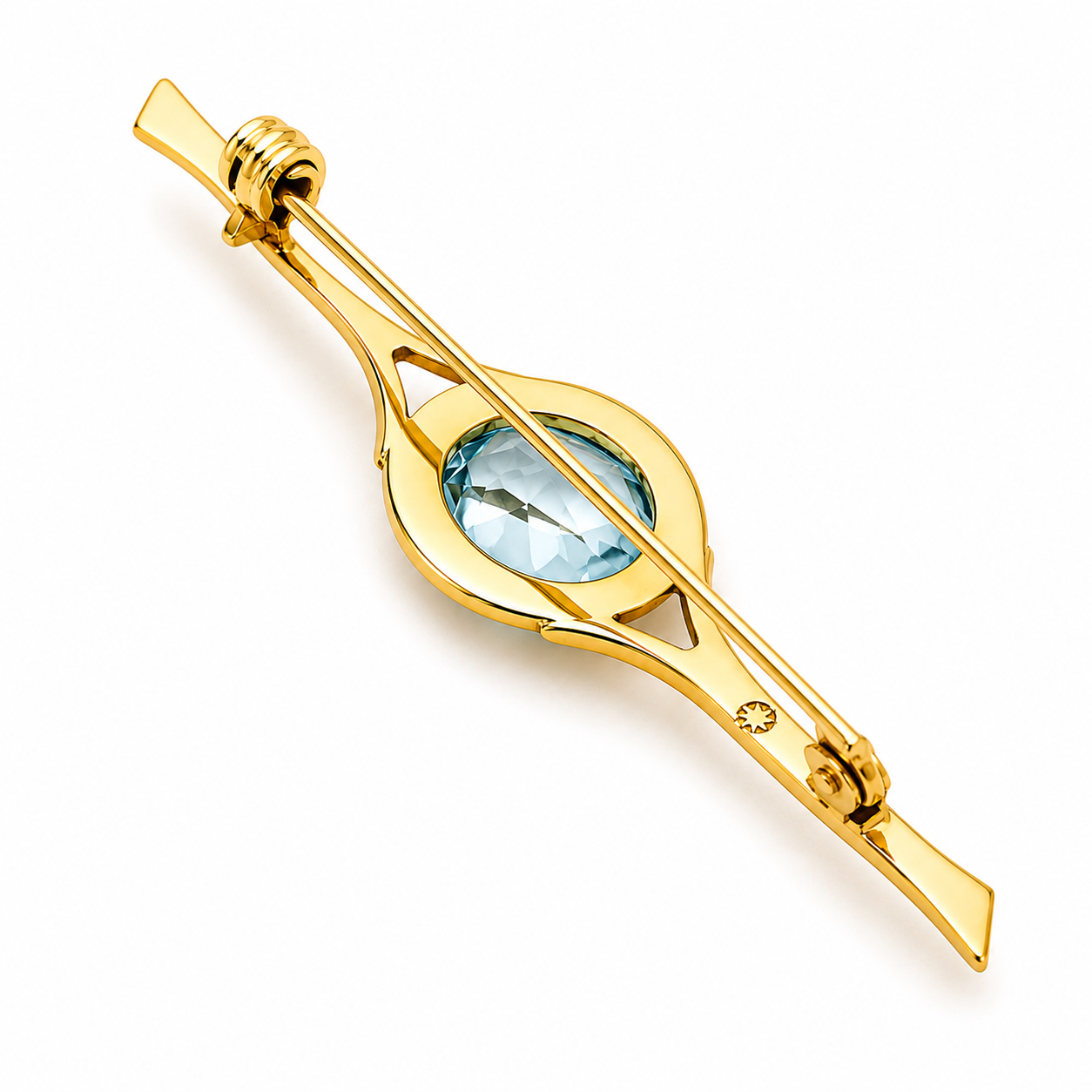 Spilla - 18 carati Oro giallo - 4.00ct. tw. Acquamarina - Made in Italy - Handmade