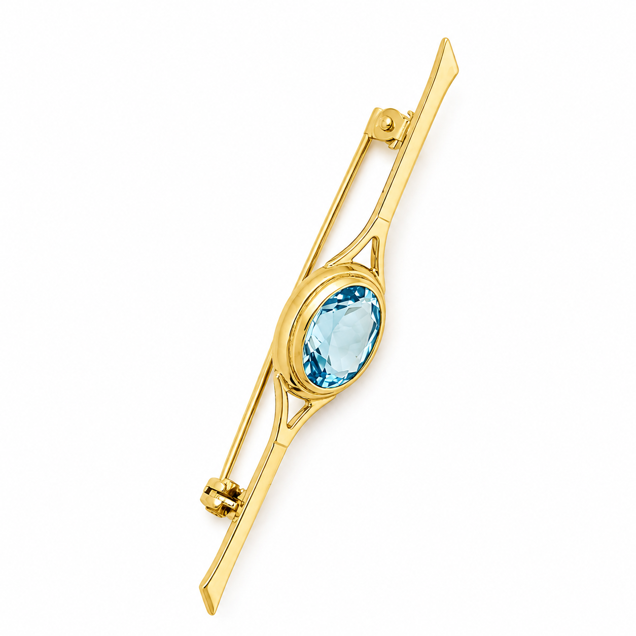 Spilla - 18 carati Oro giallo - 4.00ct. tw. Acquamarina - Made in Italy - Handmade