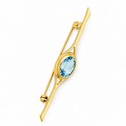 Spilla - 18 carati Oro giallo - 4.00ct. tw. Acquamarina - Made in Italy - Handmade