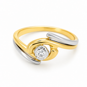 Anello - 18 carati Oro bianco, Oro giallo - 0.10ct. tw. Diamante (Naturale) - Made in Italy - Handmade