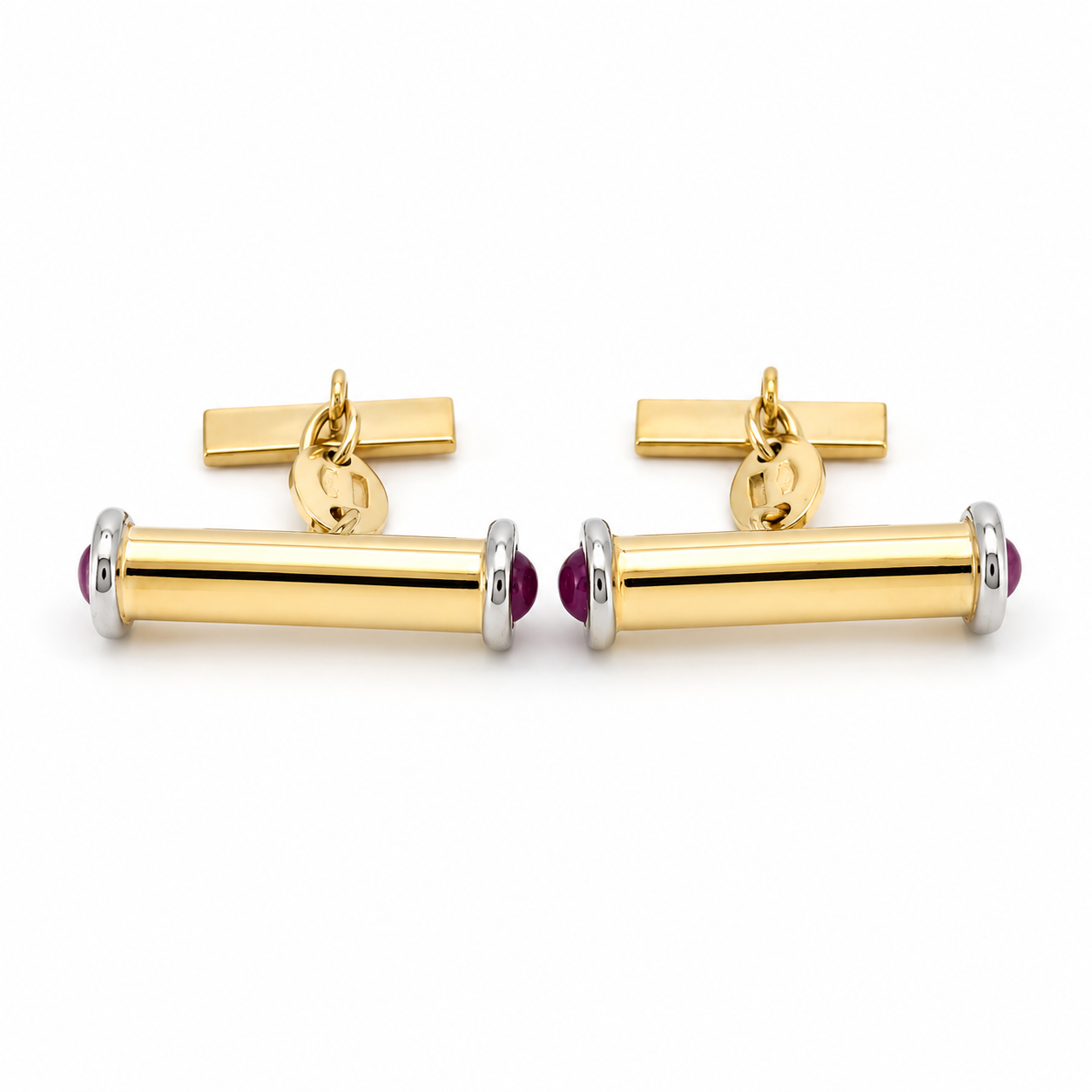 Gemelli - 18 carati Oro giallo, Oro bianco - 0.60ct. tw. Rubino - Made in Italy - Handmade