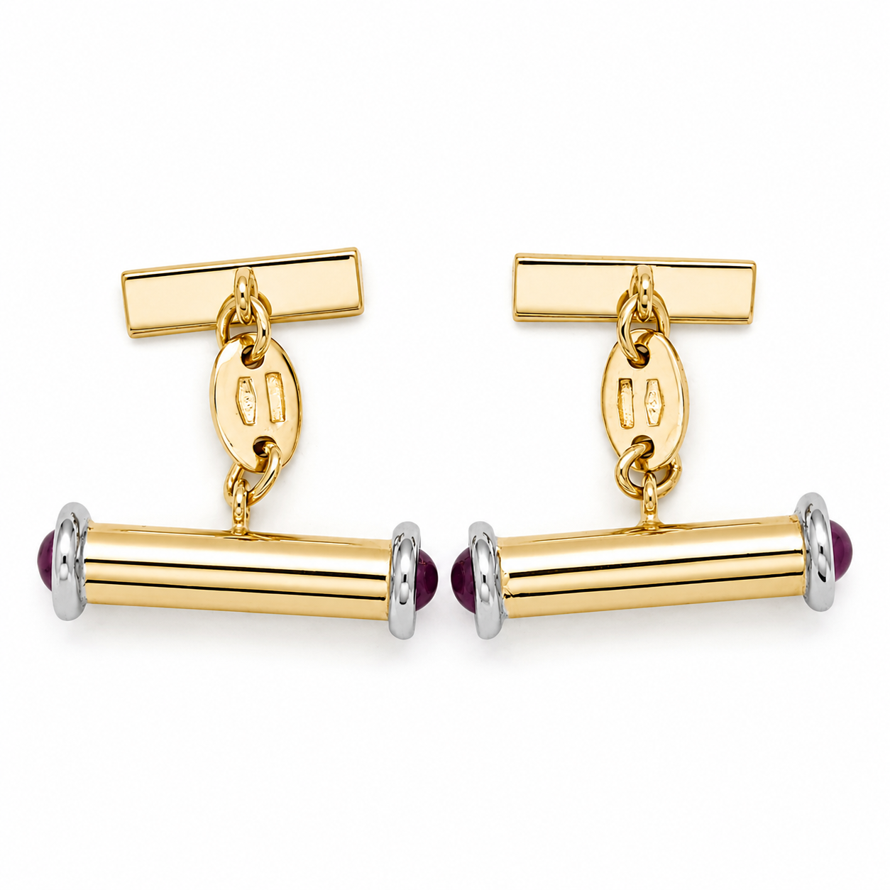 Gemelli - 18 carati Oro giallo, Oro bianco - 0.60ct. tw. Rubino - Made in Italy - Handmade