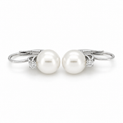 Orecchini - 18 carati Oro bianco - 0.10ct. tw. Diamante (Naturale) - Perla - Made in Italy - Handmade