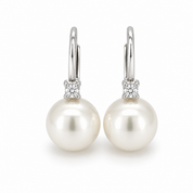 Orecchini - 18 carati Oro bianco - 0.10ct. tw. Diamante (Naturale) - Perla - Made in Italy - Handmade
