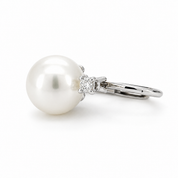 Orecchini - 18 carati Oro bianco - 0.10ct. tw. Diamante (Naturale) - Perla - Made in Italy - Handmade