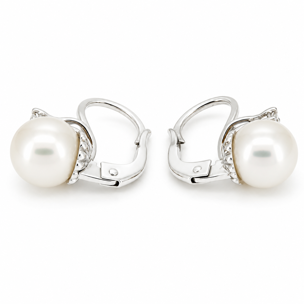 Orecchini - 18 carati Oro bianco - 0.10ct. tw. Diamante (Naturale) - Perla - Made in Italy - Handmade