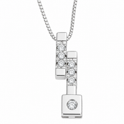 Collana con ciondolo - 18 carati Oro bianco - 0.09ct. tw. Diamante (Naturale) - Made in Italy -Handmade