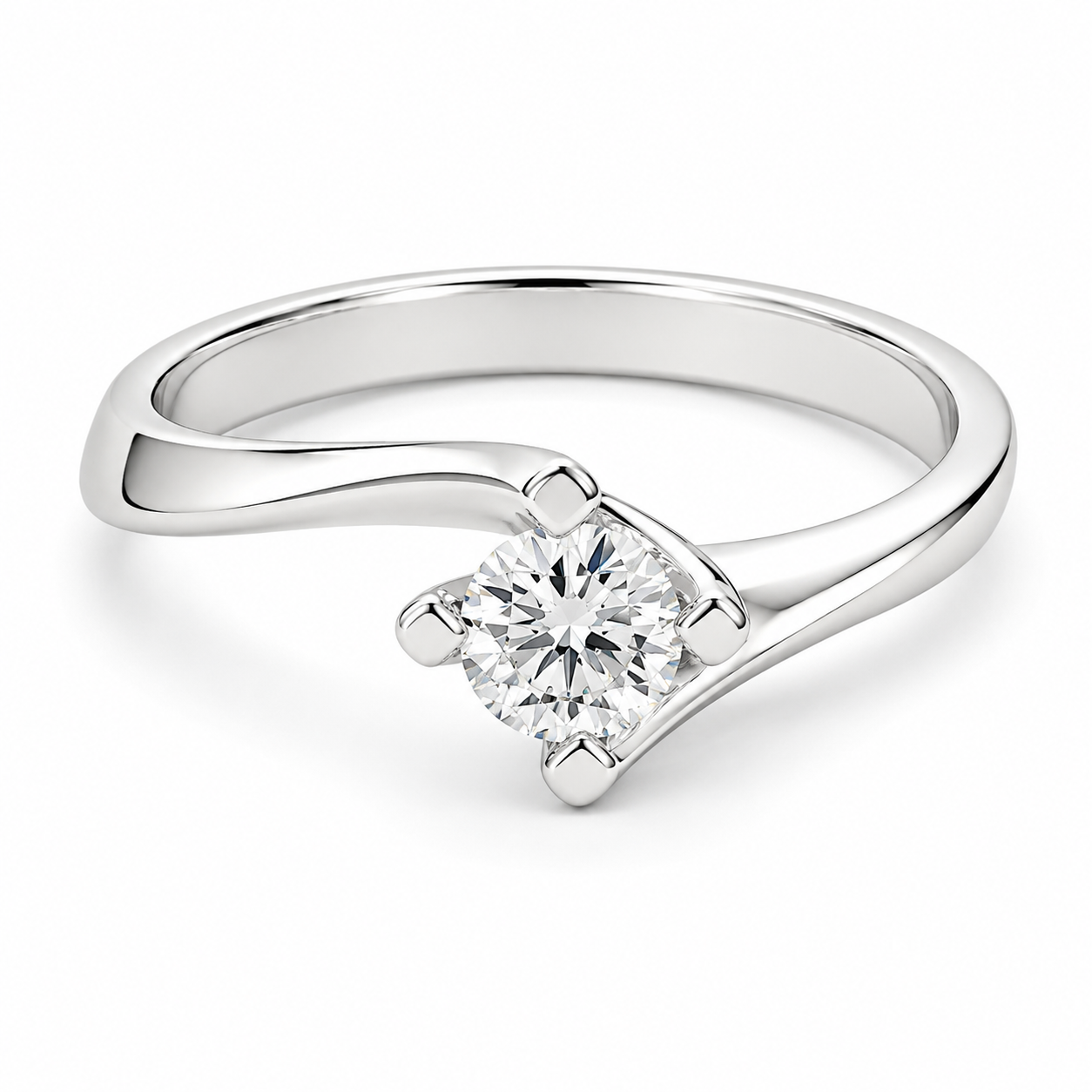 Anello - 18 carati Oro bianco - 0.40ct. tw. Diamante (Naturale) - Made in Italy -Handmade