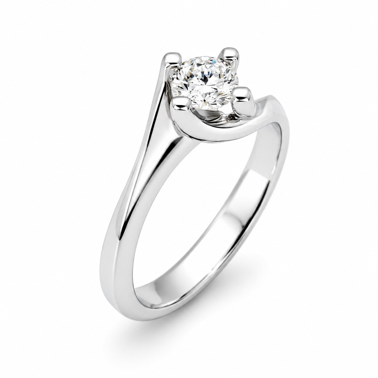 Anello - 18 carati Oro bianco - 0.40ct. tw. Diamante (Naturale) - Made in Italy -Handmade