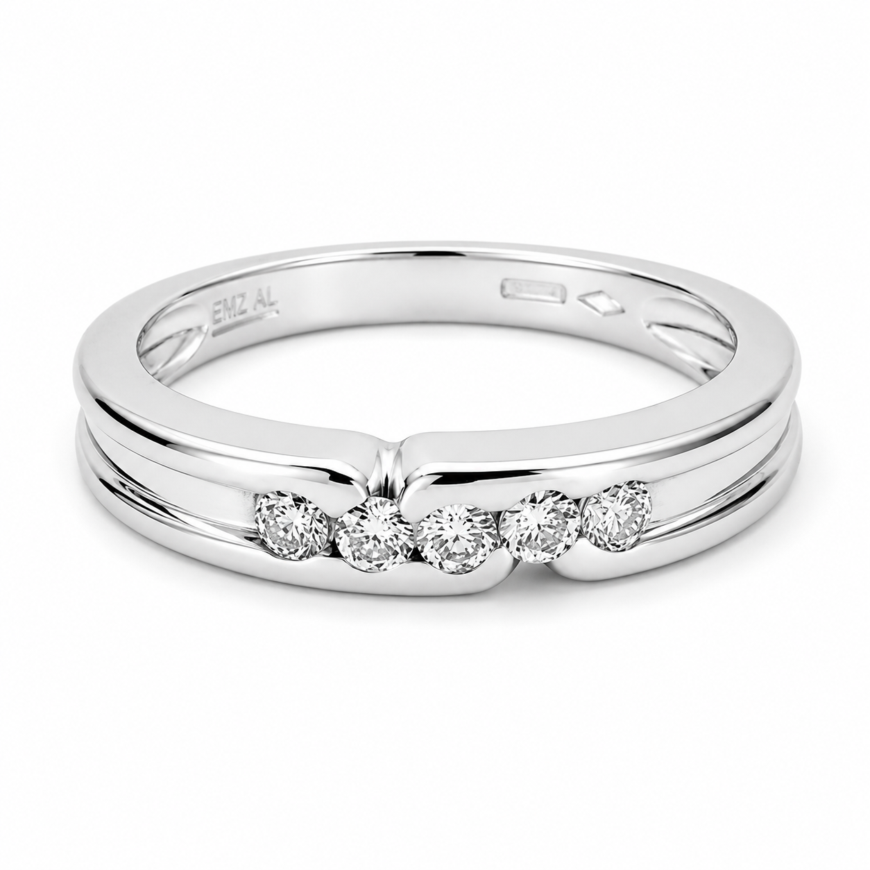 Anello - 18 carati Oro bianco - 0.10ct. tw. Diamante (Naturale) - Made in Italy -Handmade