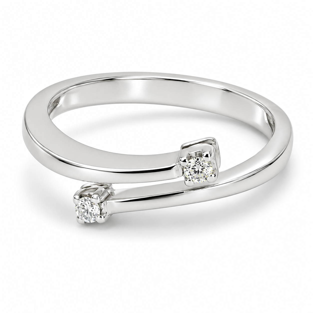 Anello - 18 carati Oro bianco - 0.08ct. tw. Diamante (Naturale) - Made in Italy -Handmade