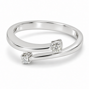 Anello - 18 carati Oro bianco - 0.08ct. tw. Diamante (Naturale) - Made in Italy -Handmade