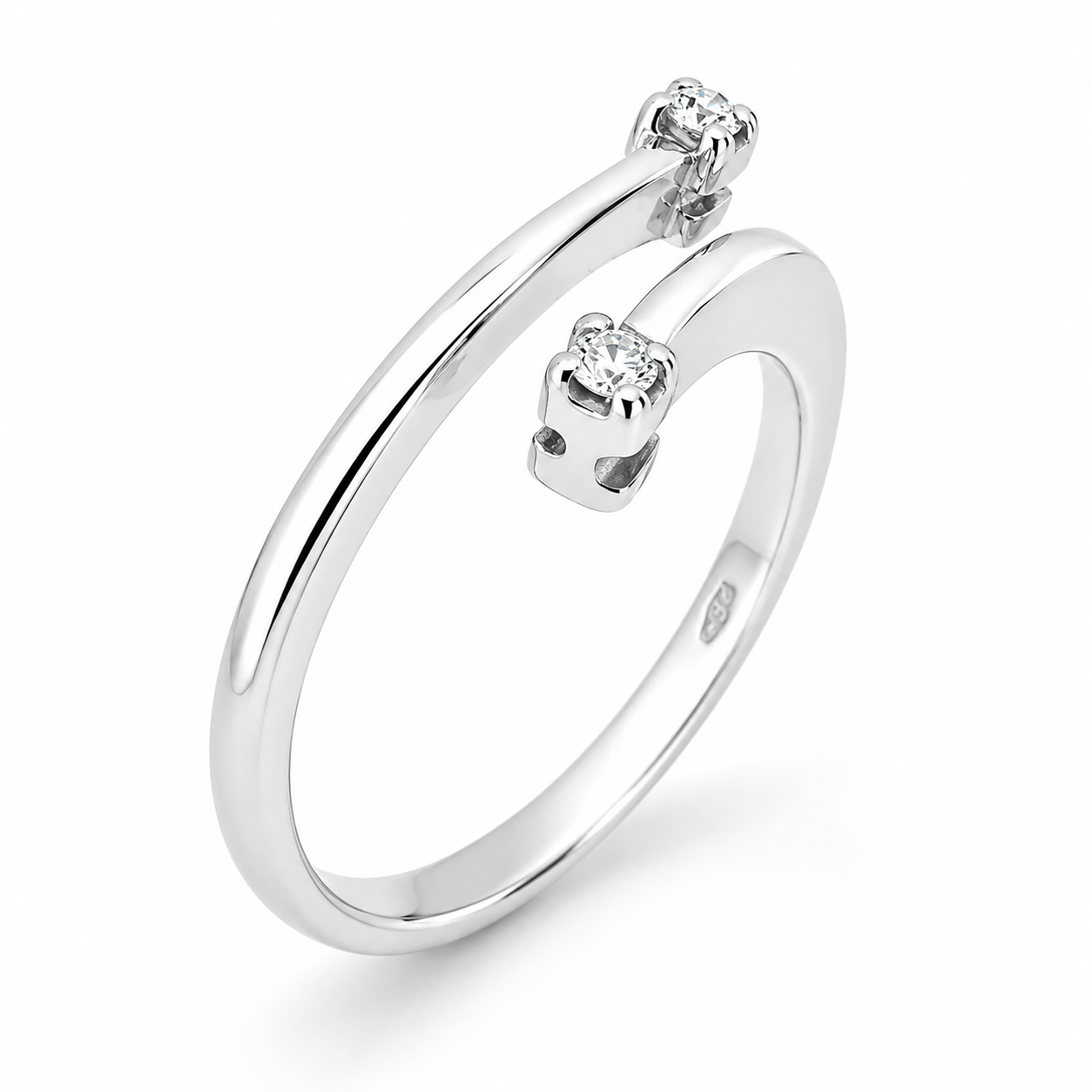 Anello - 18 carati Oro bianco - 0.08ct. tw. Diamante (Naturale) - Made in Italy -Handmade