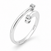 Anello - 18 carati Oro bianco - 0.08ct. tw. Diamante (Naturale) - Made in Italy -Handmade