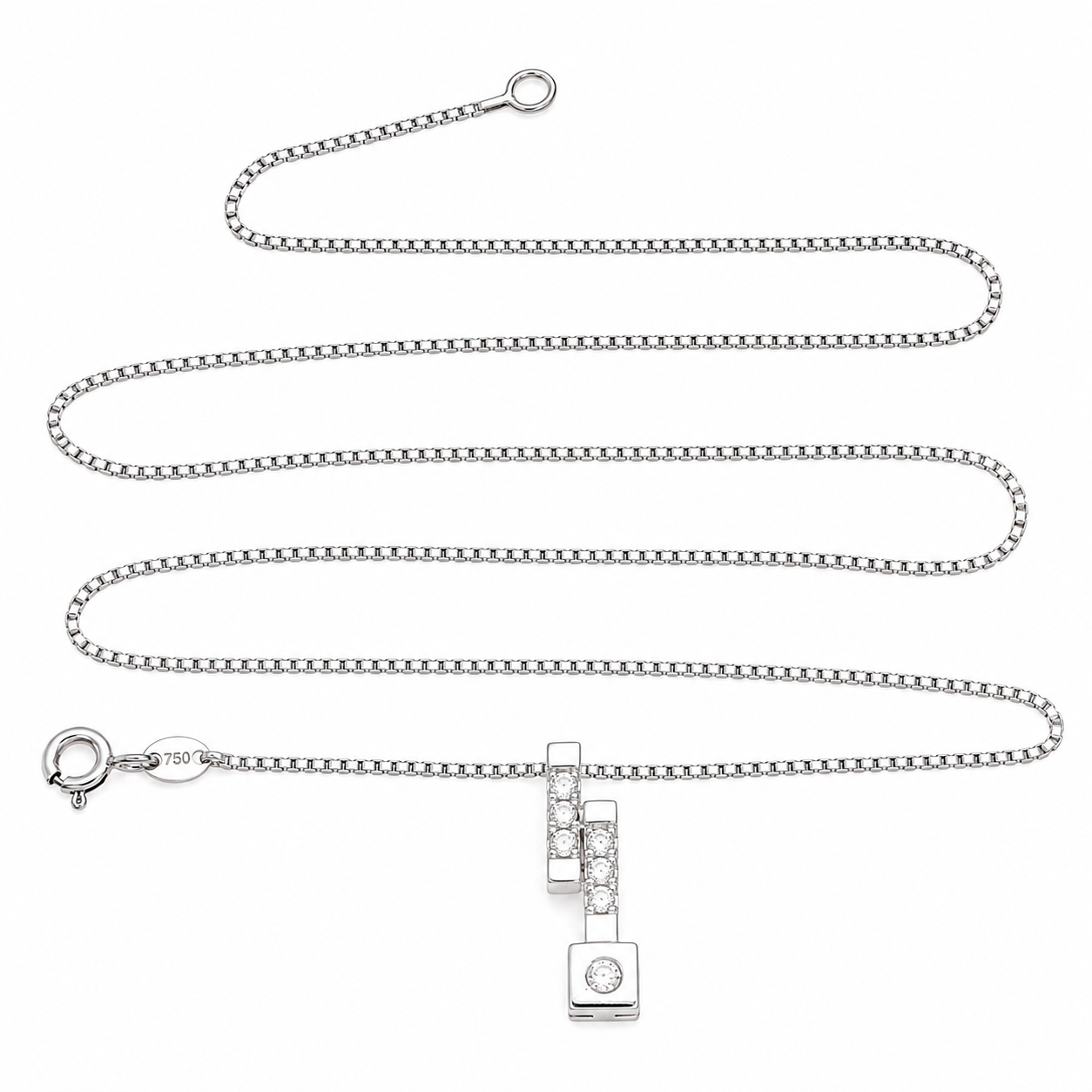 Collana con ciondolo - 18 carati Oro bianco - 0.09ct. tw. Diamante (Naturale) - Made in Italy -Handmade