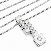 Collana con ciondolo - 18 carati Oro bianco - 0.09ct. tw. Diamante (Naturale) - Made in Italy -Handmade