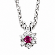 Collana con ciondolo - 18 carati Oro bianco - 0.17ct. tw. Rubino - Diamante - Made in Italy - Handmade