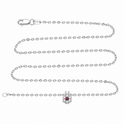 Collana con ciondolo - 18 carati Oro bianco - 0.17ct. tw. Rubino - Diamante - Made in Italy - Handmade