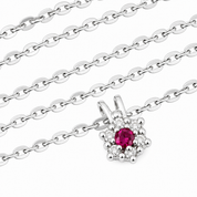 Collana con ciondolo - 18 carati Oro bianco - 0.17ct. tw. Rubino - Diamante - Made in Italy - Handmade